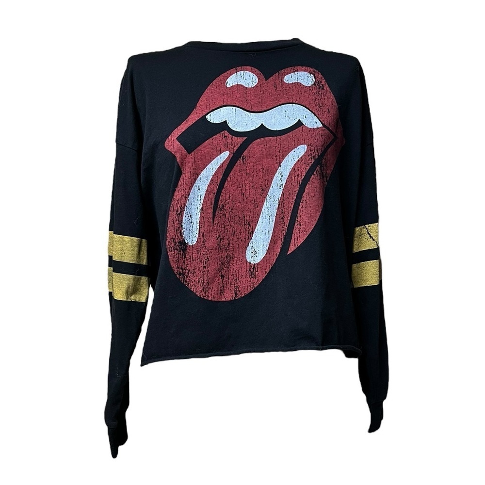 The Rolling Stones Large Long Sleeve Cropped Tshirt Casual Cotton Blend - Picture 2 of 7